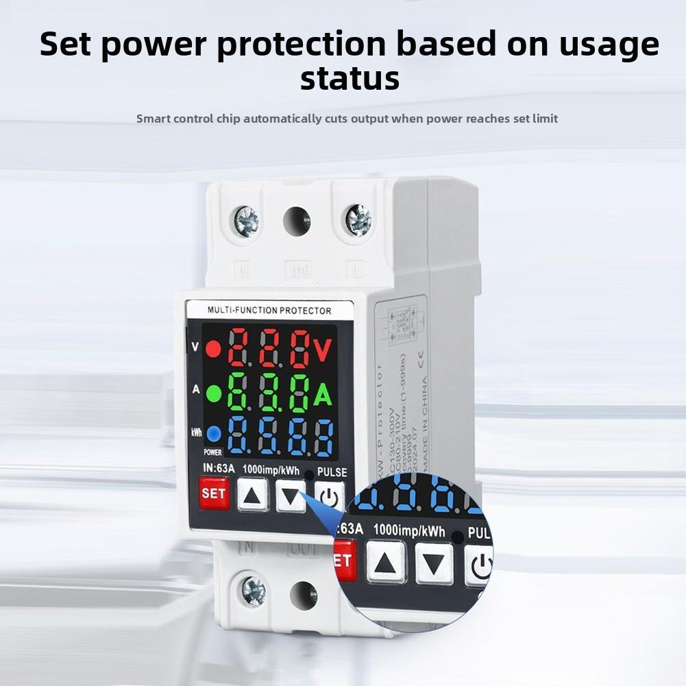 Energy Meter with Adjustable Settings for Home Use Over Under Voltage Protection and Precise Power Measurement