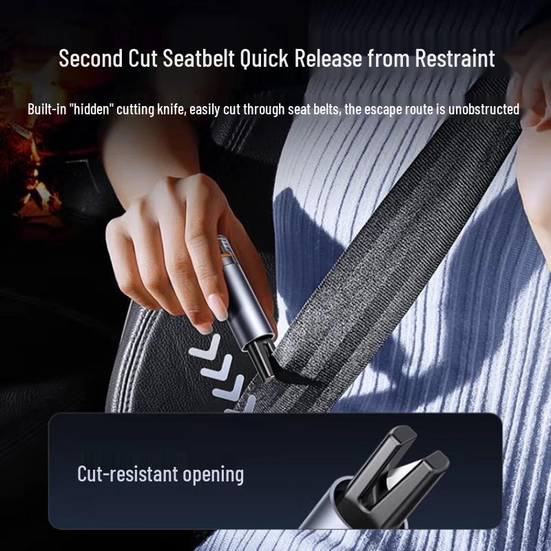 Car Safety Hammer with Window Breaker & Cutter - Multifunctional Lifesaving Tool