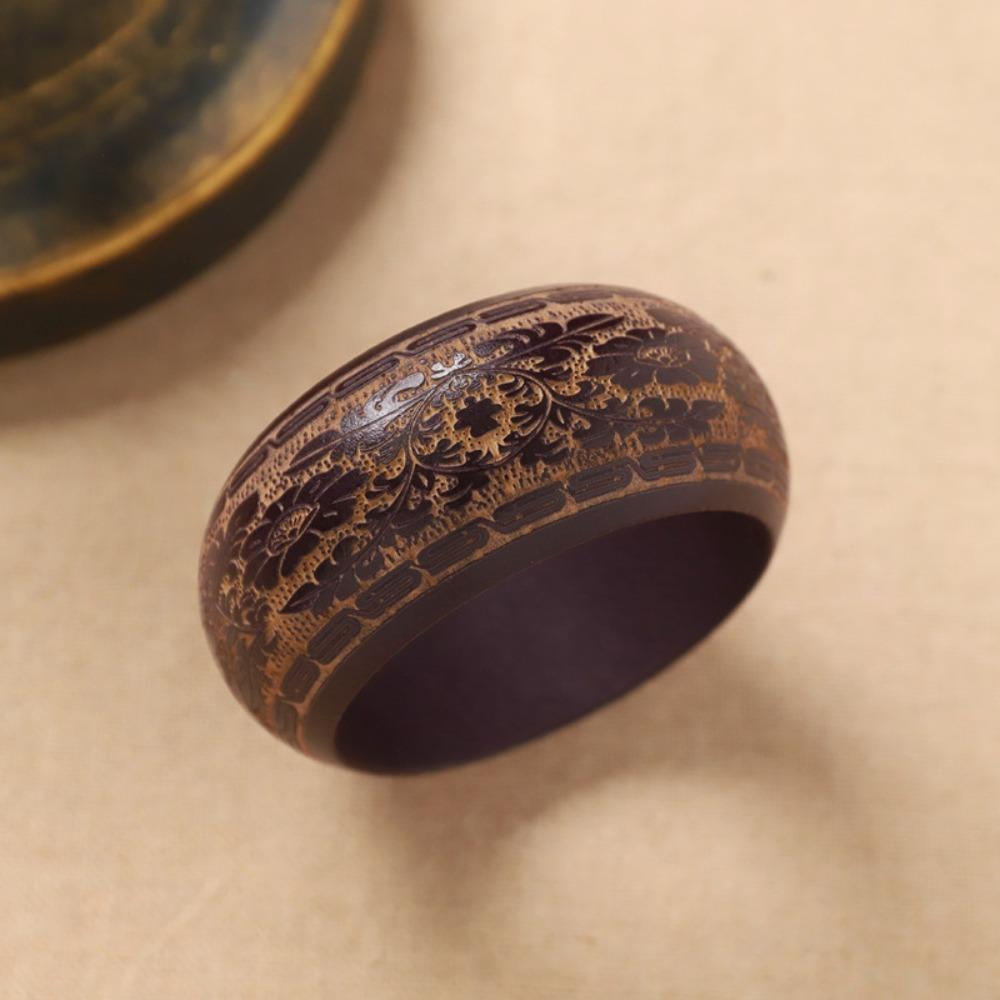 Retro Carving Wooden Bangle Wide Ethnic Style Bangle Gift Chinese Style Bracelet  Wrist Bracelets