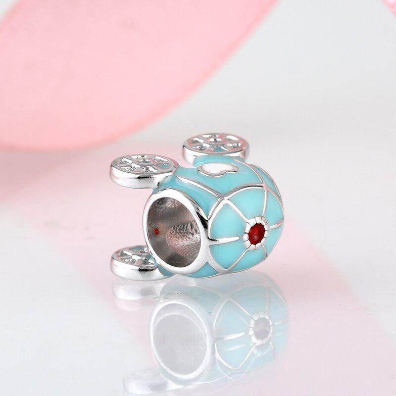 KATAOKA Fantasy Fairy Tale Princess Carriage Sky Blue Enamel Beads 925 Sterling Silver Fit Original Charm Bracelet Jewelry