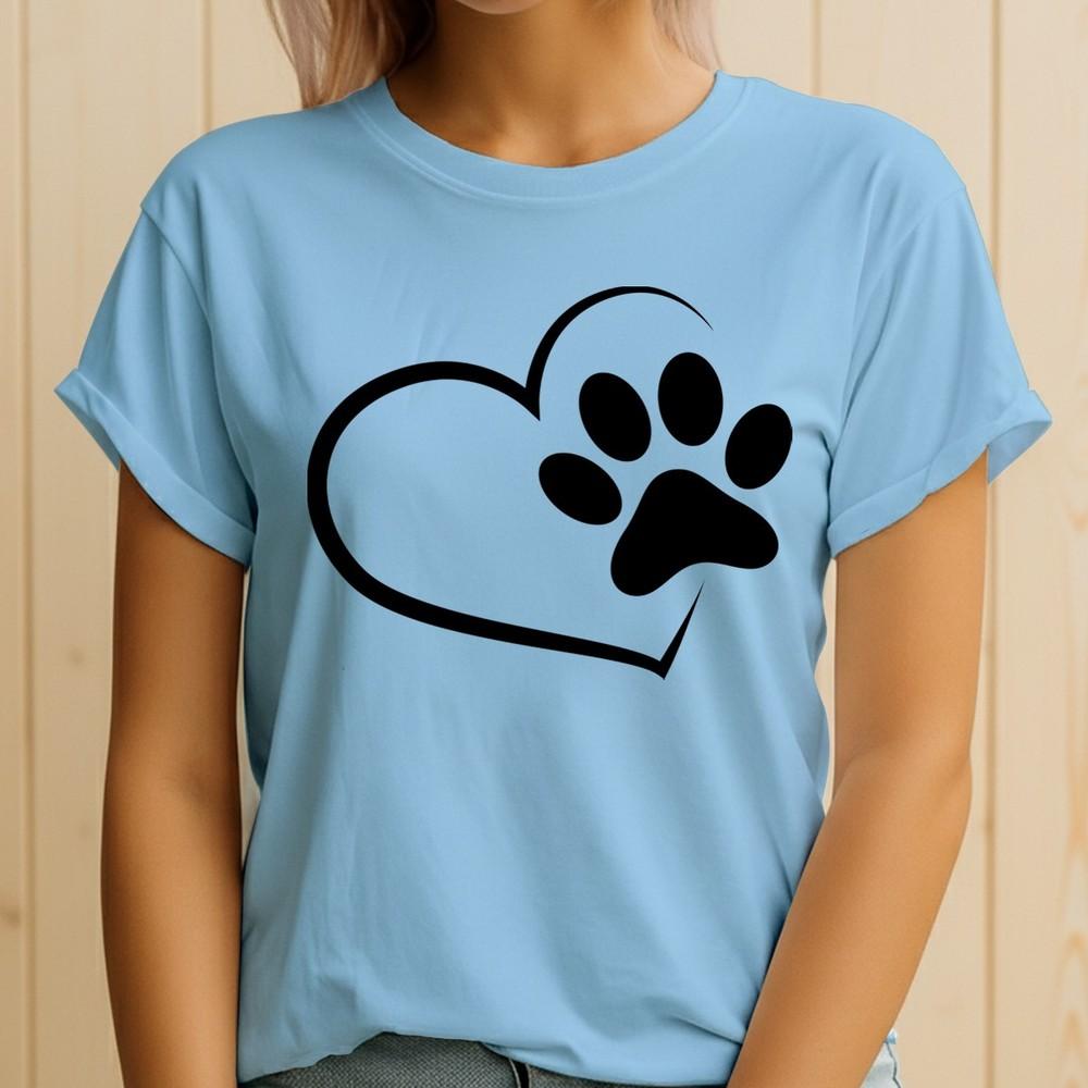 Paw Print Heart Pet Love Animals Unisexs TShirt Graphic Tee 2XL