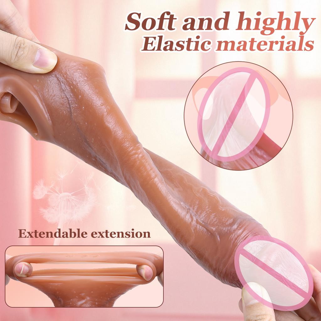 Male Wear Vibrator Penis Sleeve Realistic Penis Enlarger Thicken Cock Ring Sleeve Penis Extender Dildo Adult Sex Toys for Men