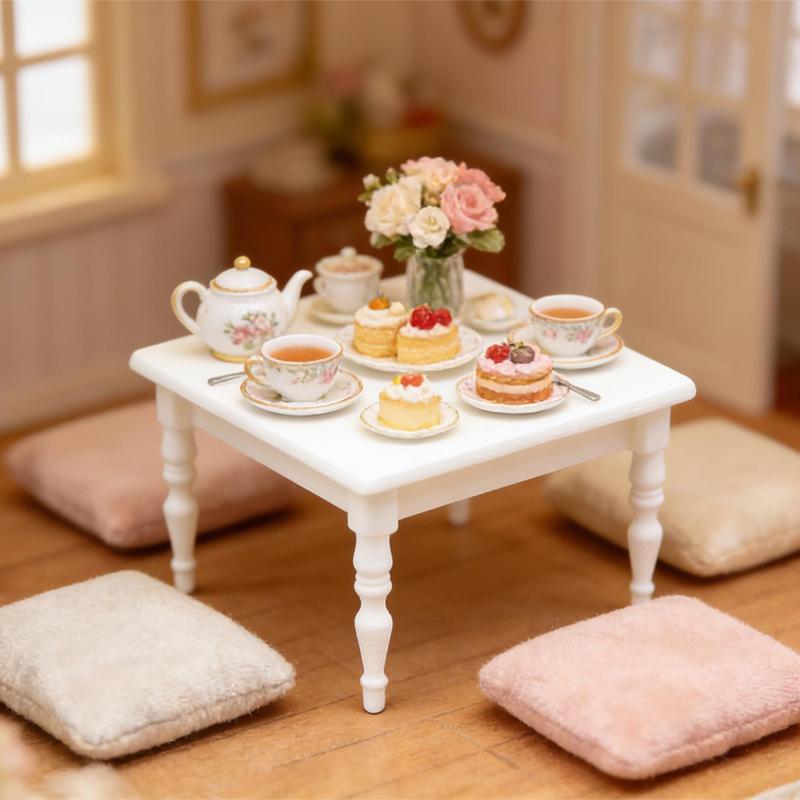 1/12 Dollhouse Simulation Square Tea Table Model Dollhouse Living Room Furniture Decoration Dolls House Diy Accessories