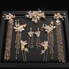 Chinese Wedding Xiu He Headdress Ancient Hanfu Golden Tassel Hair Ornaments Traditional Ethnic Bridal Hair Accessories