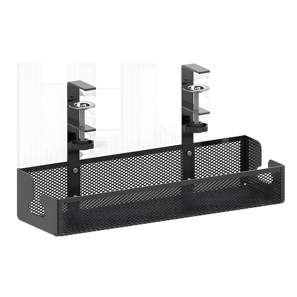 Under Table Storage Rack Metal Cable Management Tray Home Office Desk Wire Organizer No Punching Kitchen Storage Accessories