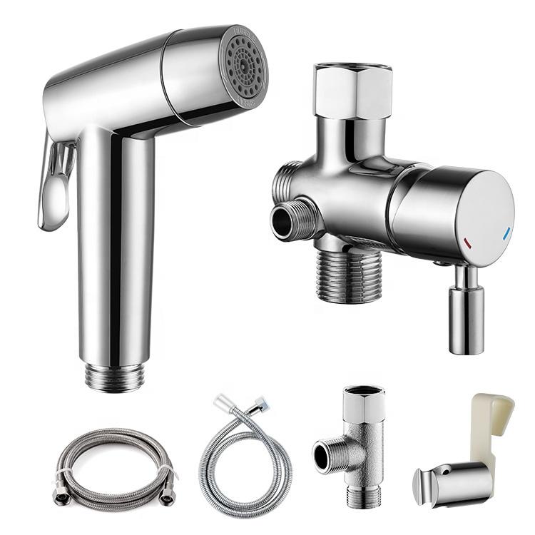 BA0702 Hot and Cold Water Toilet Seat Mixer Bidet Faucet Attachment With Handheld Bidet Sprayer