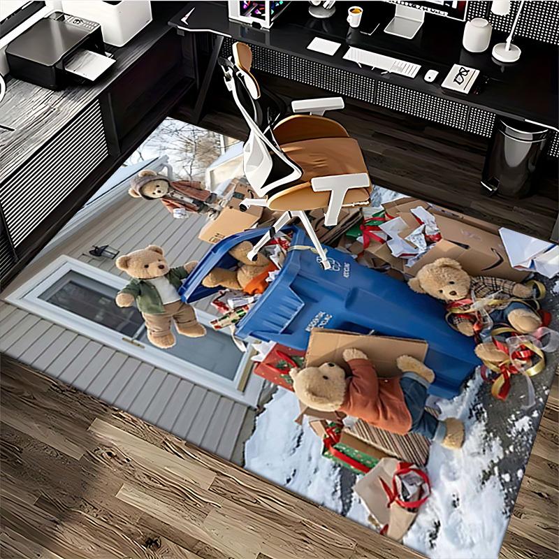 1pc Teddy Bear Christmas Gift: Anime Cartoon Design Office Chair Mat - Non-Slip Carpet for Home Decor, Living Room, Bedroom, Game Room & Dormitory.C00