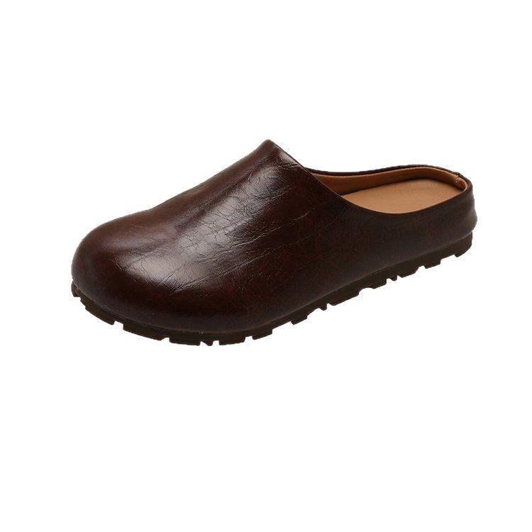 [Yushilai] Retro Mori thick-soled versatile half-slippers for women's 2025 spring new fashion outer wear one pedal