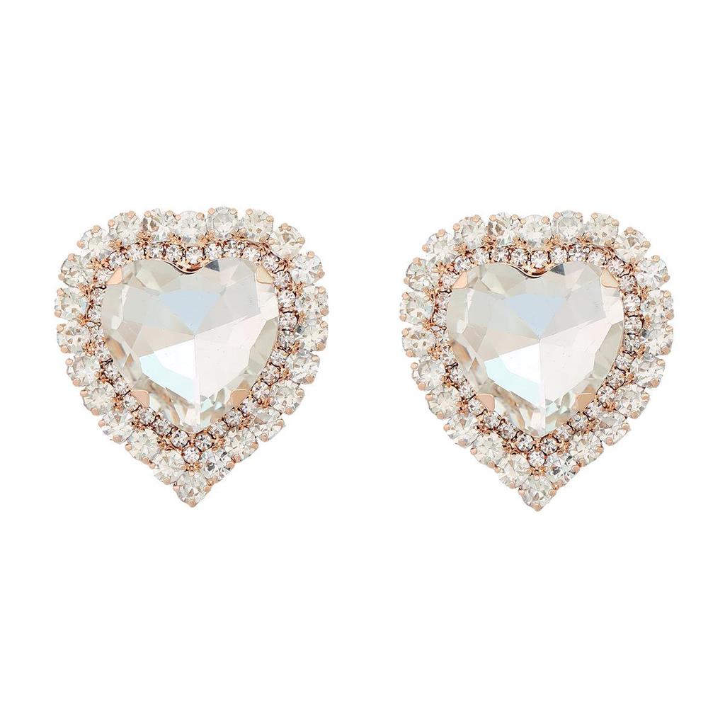 2023 Heart-Shaped Alloy Diamond Earrings for Women - Exaggerated European and American Style