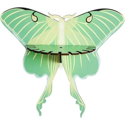 Scaffale a Farfalla Portaoggetti Legno Verde Farfalla Appeso a Parete Scaffale Espositore Supporto per Appendere Pietre Candela Collana Decorazione Parete Interna Scaffale