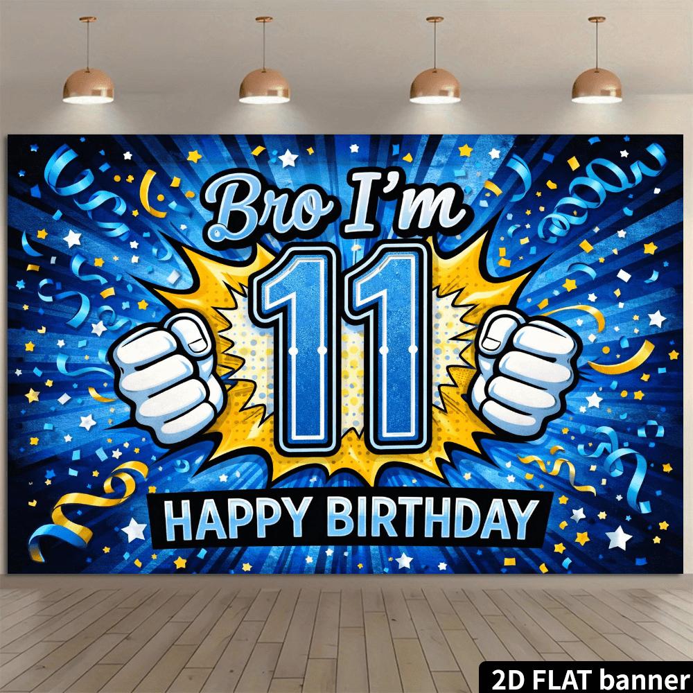 2D plane 11th birthday party backdrop cloth with cartoon style explosion of fists theme