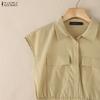 ZANZEA Women Casual Turn Down Collar Summer Short Sleeve Shirt Dress