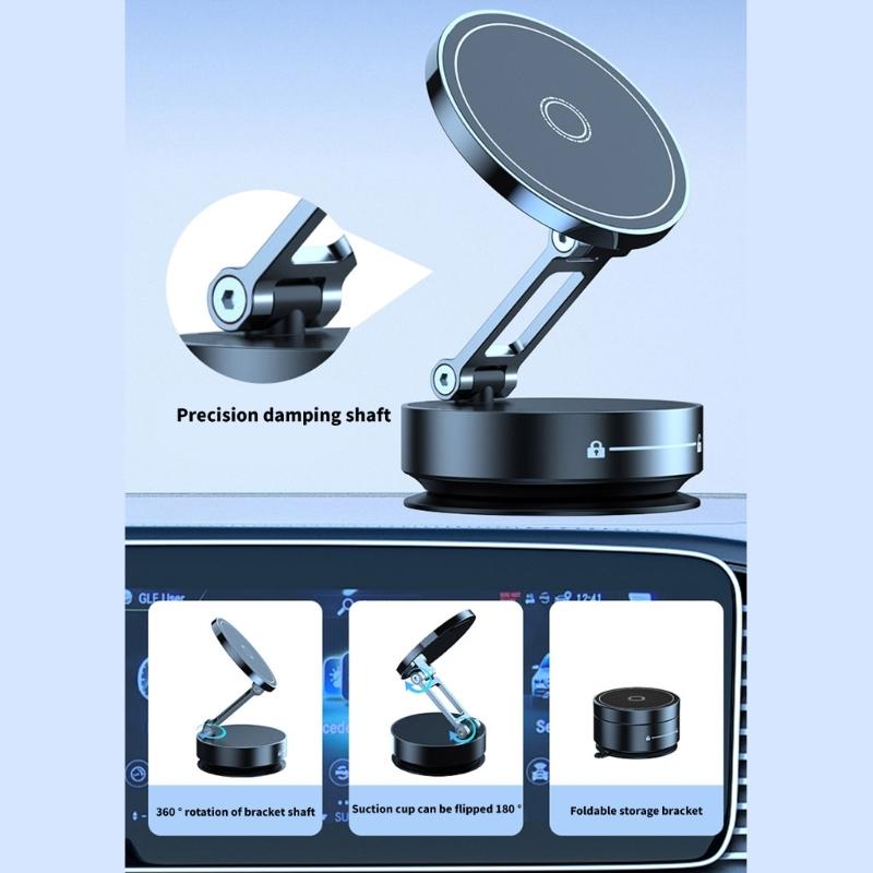 Foldable Car Phone Bracket Magnetic Stand 360 Degree Rotation Adjustable with Double Suction Technology for Easy Viewing