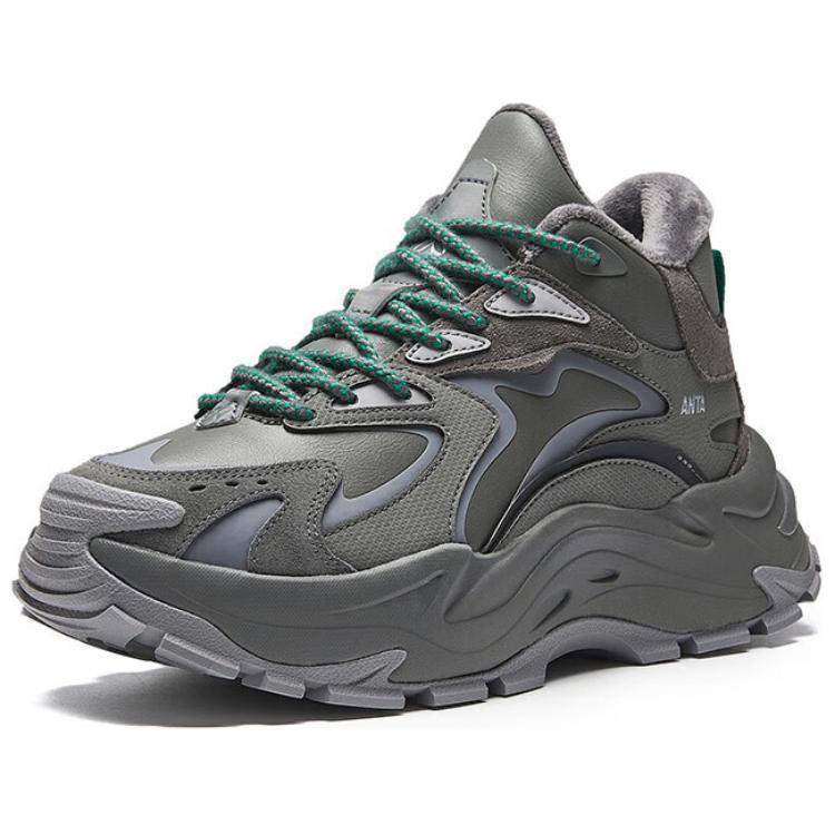 Anta Comfortable Plush Non-Slip Warm Mid-Top Casual Shoes Women Casual Shoes Gray 122448987-2