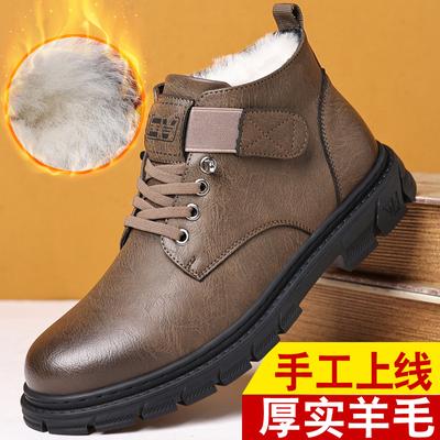 Autumn and Winter Men's Martin Boots Velvet Warm Snow Boots Versatile Trend Cotton Shoes Men's Tooling Boots