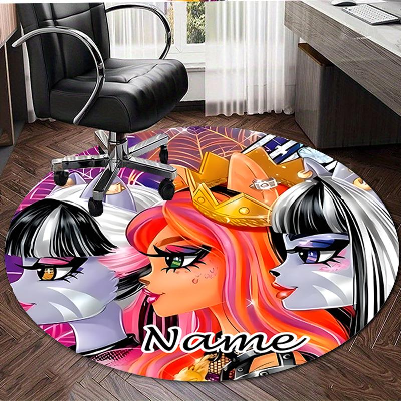 Personalized M-Monster High Draculaura Round Chair Office Rug - Perfect for Mat, Office Chair & More - Ideal Gift for Birthdays and Holidays