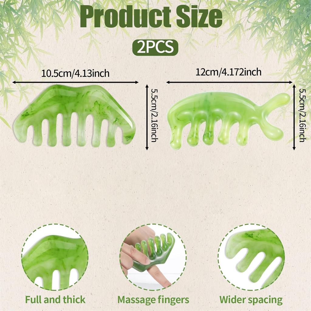 Gua Sha Massage Comb Head and Face Scalp Natural Resin Facial Massager Wide Tooth Guasha Scraping Body Massager