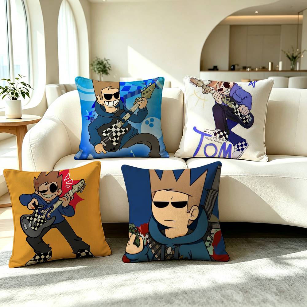 T-Tom Eddsworld Animation Pillow Case Square Double-Sided Sofa Cushion Cover Bedroom Bedside Pillow