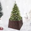 Functional Wicker Christmas Tree Skirt Festival Christmas Tree Stand Skirt Durable Tree Cover for Seasonal Decorations