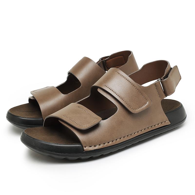 

Модные популярные мужские летние сандалии из мягкой кожи на мягкой подошве, удобные, дышащие и повседневные мужские сандалии для отдыха на природе, мужская пляжная обувь 43 коричневый