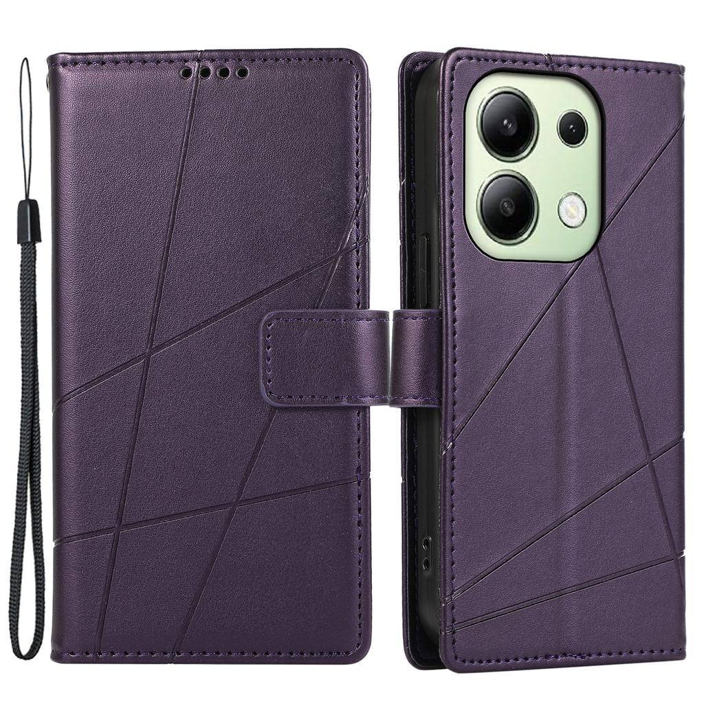 DF-06 For Xiaomi Redmi Note 13 4G Leather Case Line Imprinted Folio Cover