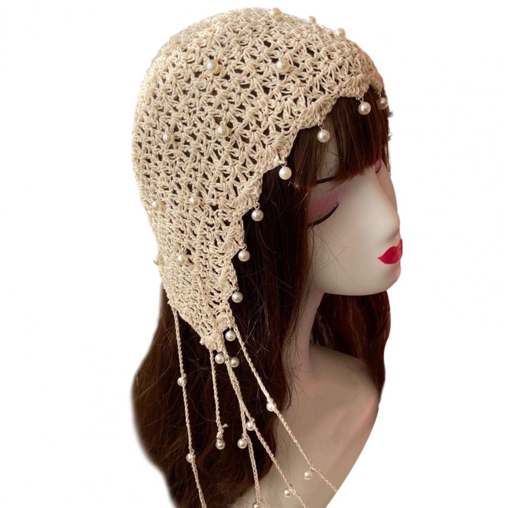 Women Hat Solid Color Faux Pearl Design Super Soft Breathable Wear Resistant Women Spring Autumn Knitted Hat Beanie Cap Decor Fo