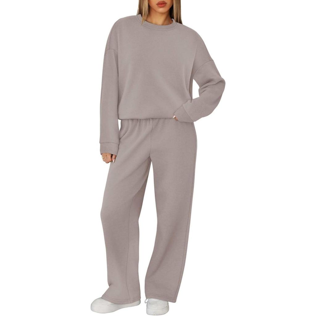 Women's Fashion Sports Casual Round Neck Sweatshirt Pants Set