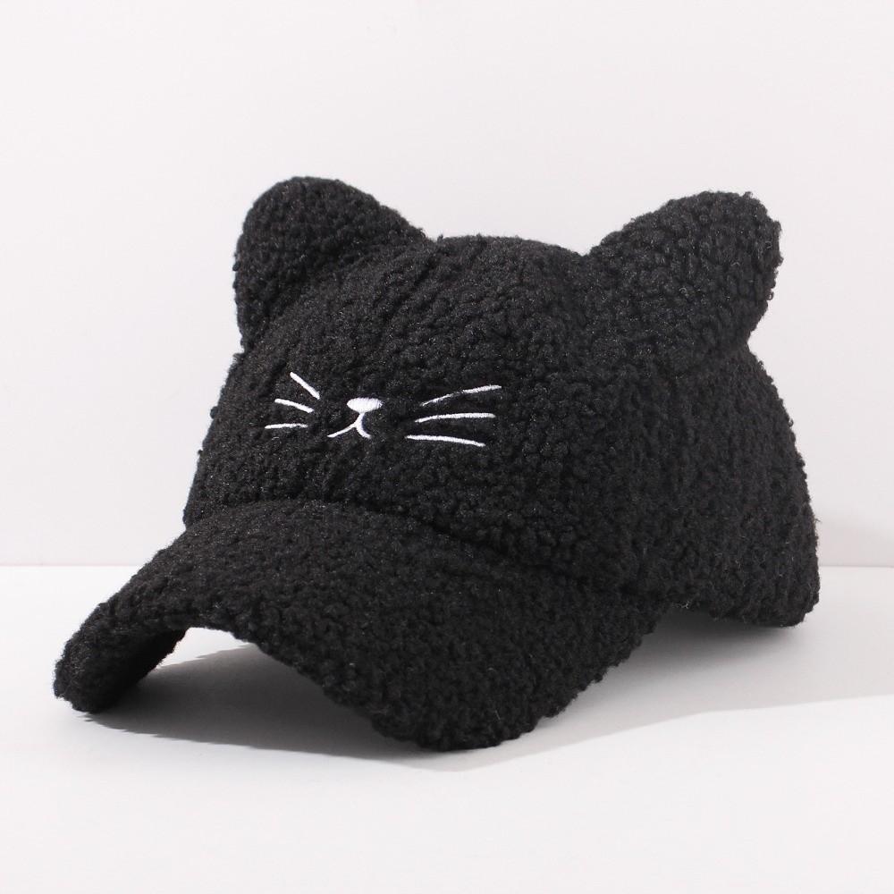 Adjustable Fleece Peaked Hat Lamb Fleece Baseball Cap New Cat Ear Baseball Cap  Women Girls