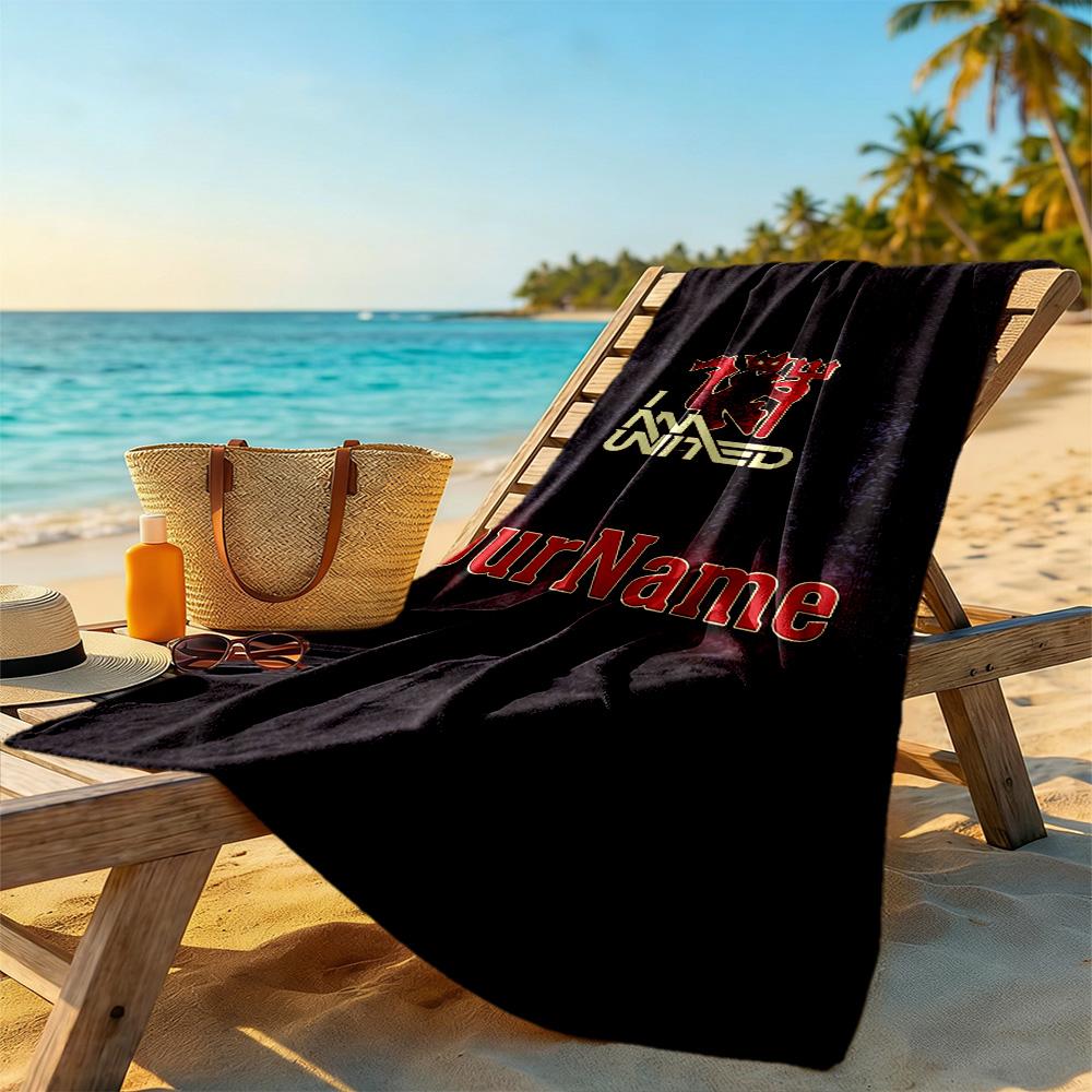 Manchester Customize Your Name Beach Towel High Absorbency & Quick-Dry Suitable for Sports Travel Swimming Yoga Bathroom Beach And Pool