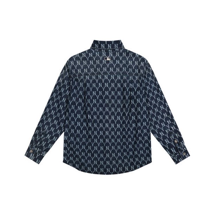 MLB New York Yankees Serie Floreale Stampa Integrale Denim Manica Lunga Camicia Unisex Blu 31WSN3041-50U