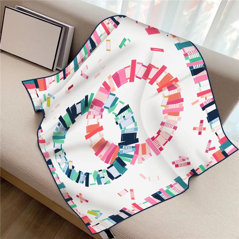 New Design Letters Flowers Printed Twill Silk Scarf Square Scarves Lady Wraps Kerchief Woman Neck Shawl Wraps Echarpes 90Cm