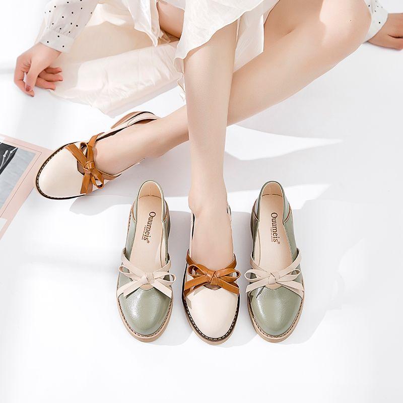 Fairy Mid-heel Single Shoes Spring All-match Shallow Mouth Small Leather Shoes Retro Women