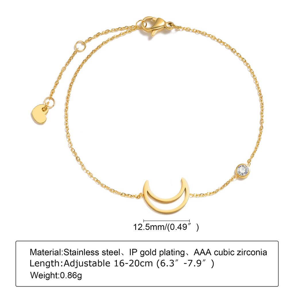 Stainless Steel White Multicolored Zircon Geometric Bracelet Gold, Personalized Fashion Women'S Accessories