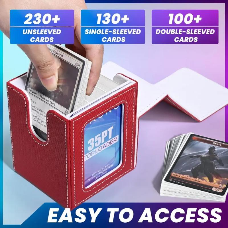 Game Collection Cards Deck Storage Box PU Leather Card Organizer for MTG TCG 100+ Cards Deck Holder Durable Collector Case