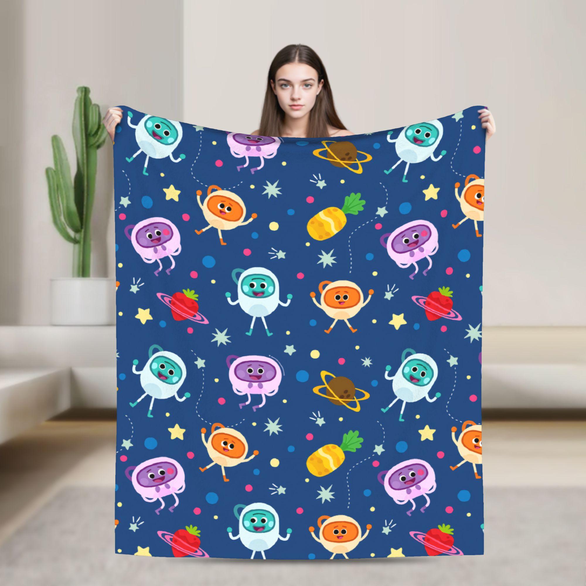 

Bumble Nums Space Birthday Blankets Super Simples Airplane Flannel Throw Blanket For Couch Chair Sofa Bed Soft Warm Bedspread 130x150cm