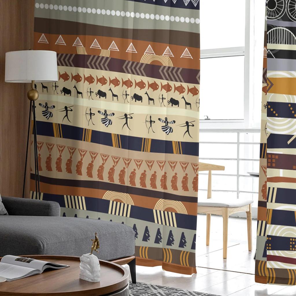 Africa Indian Elephant Window Curtains Living Room Tulle Curtains Kitchen Decor Kids Room Curtain Window Treatment