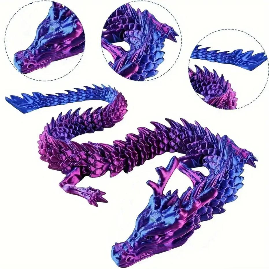 1pc Exquisite 3D Printed Chinese Dragon Ornament - Flexible Joints for Customizable Poses - Unique Anime-Inspired Collectible fo