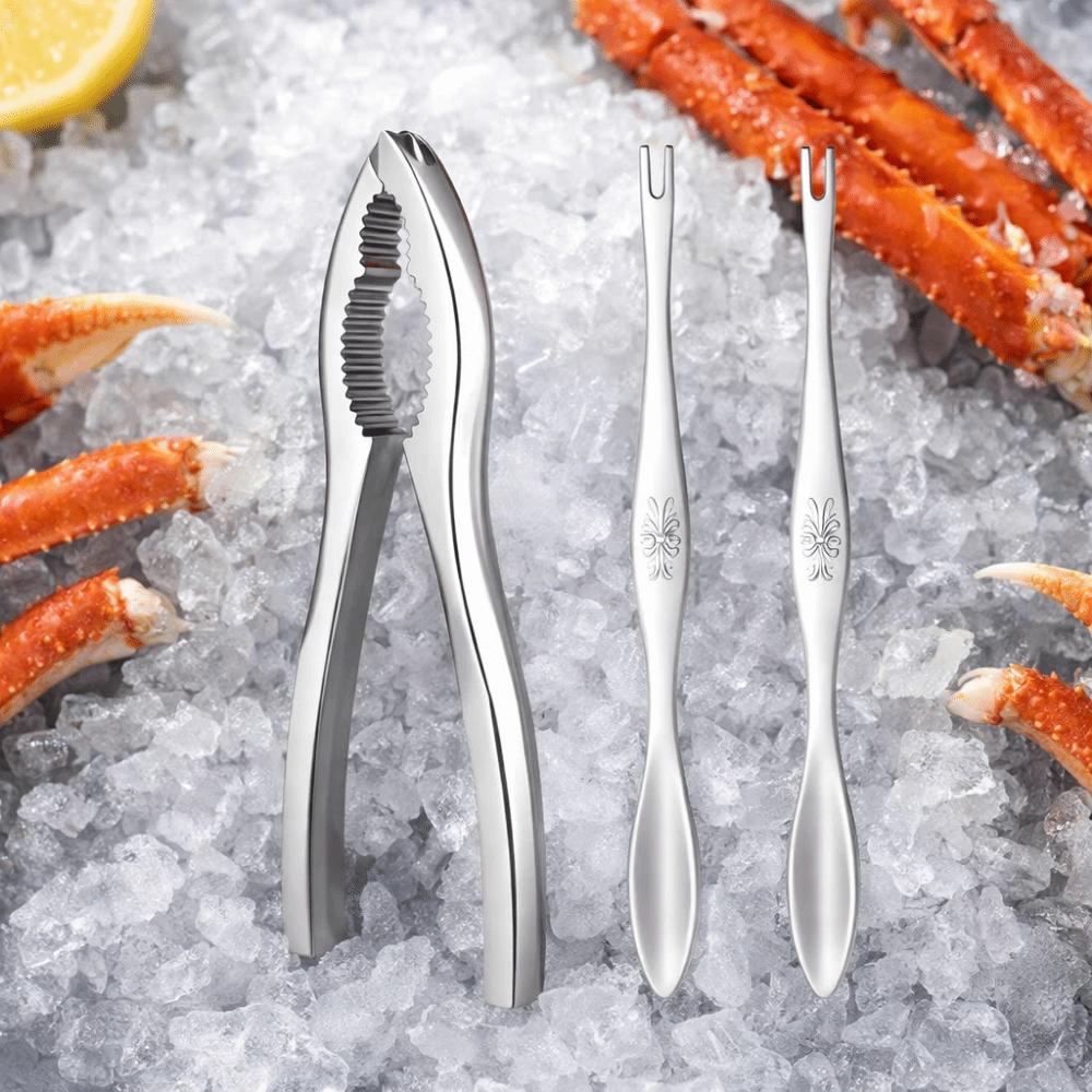 3Pcs/Set Stainless Steel Lobster Crackers and Picks Set Multi-functional Crab Tong  Home
