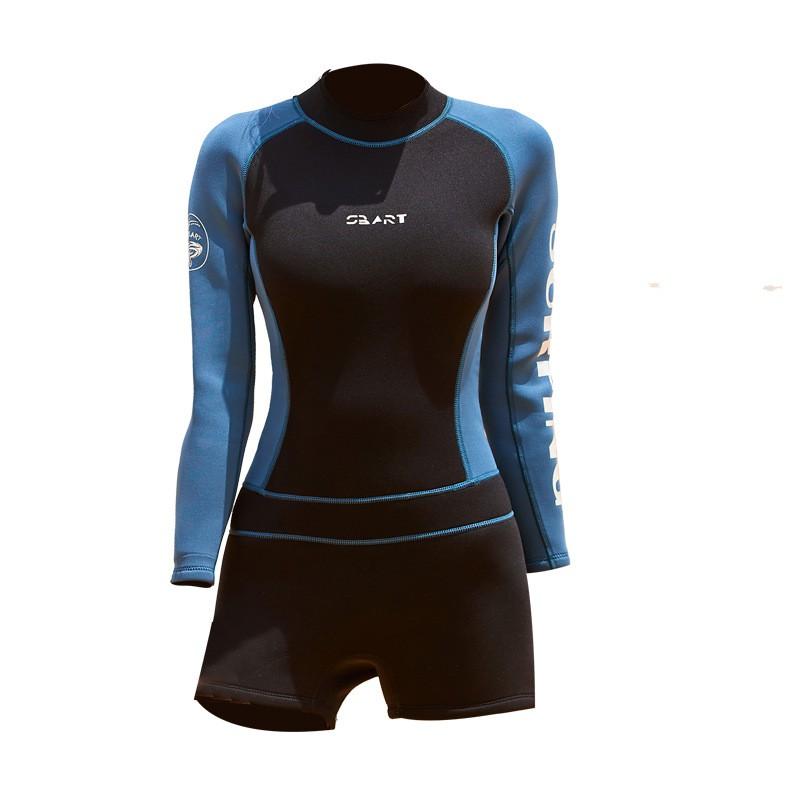 Diving Wetsuit Women Full Body Long Sleeve Flat Cut Back Zip Warmth UV Protection Snorkeling Swimming Winter