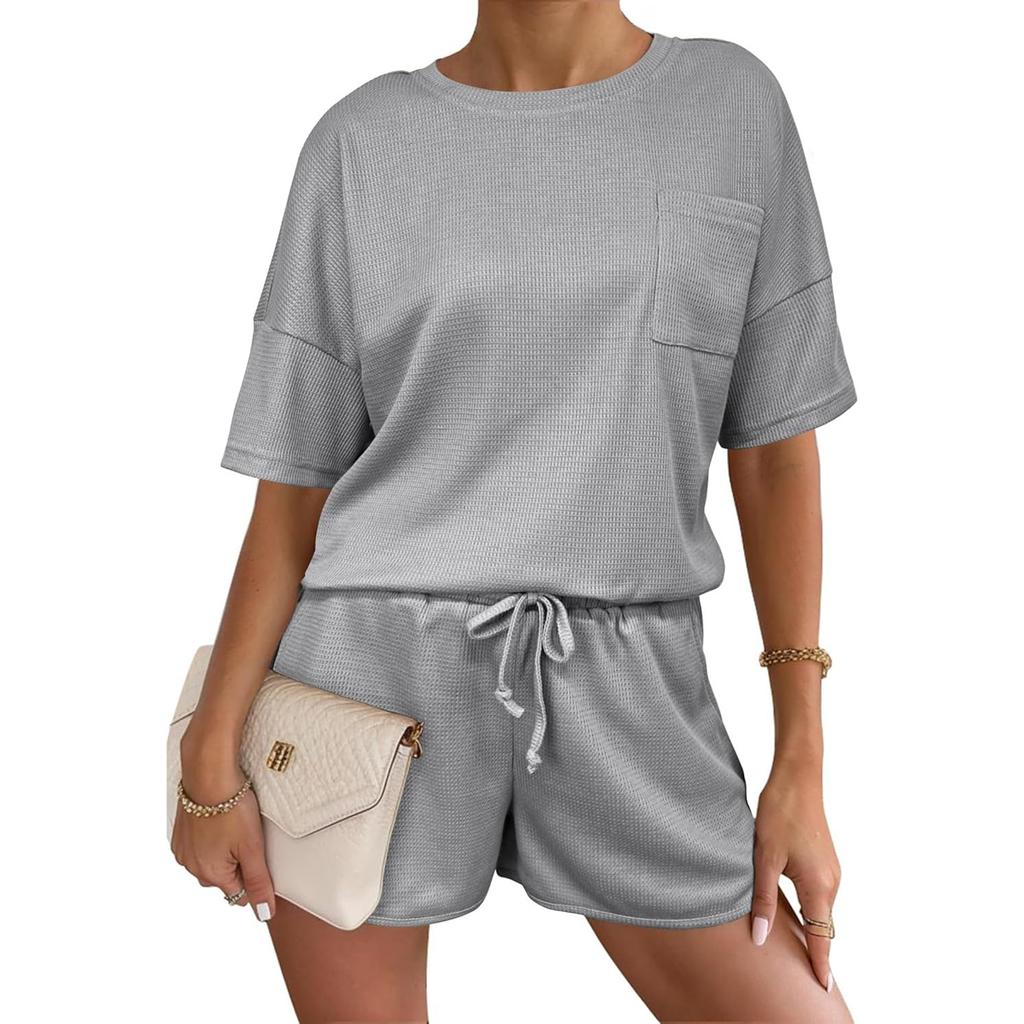 Women's Fashionable Loose-Fit Short-Sleeve Top + Shorts Casual Two-Piece Set