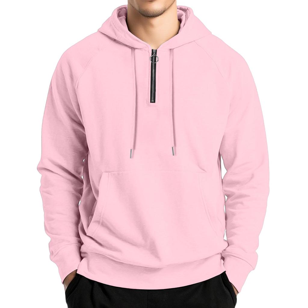 Men's Fleece Hoodie Casual Long Sleeve 1/4 Zipper Pullover Sweatshirts