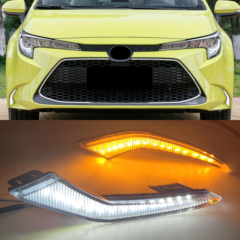 Compatible with 19-21 Corolla L/LE/XLE LED Daytime Running Light DRL Turn Signal Lamp 2PCs, White Amber Blue