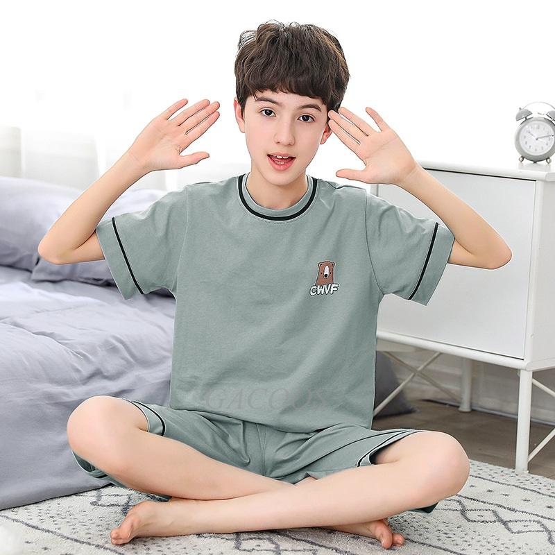 Baby Boys Pajamas Summer Short Sleeved Children's Clothing Sleepwear Teen Pajama Cotton Pyjamas Sets for Kids 6 8 10 12 14 Years
