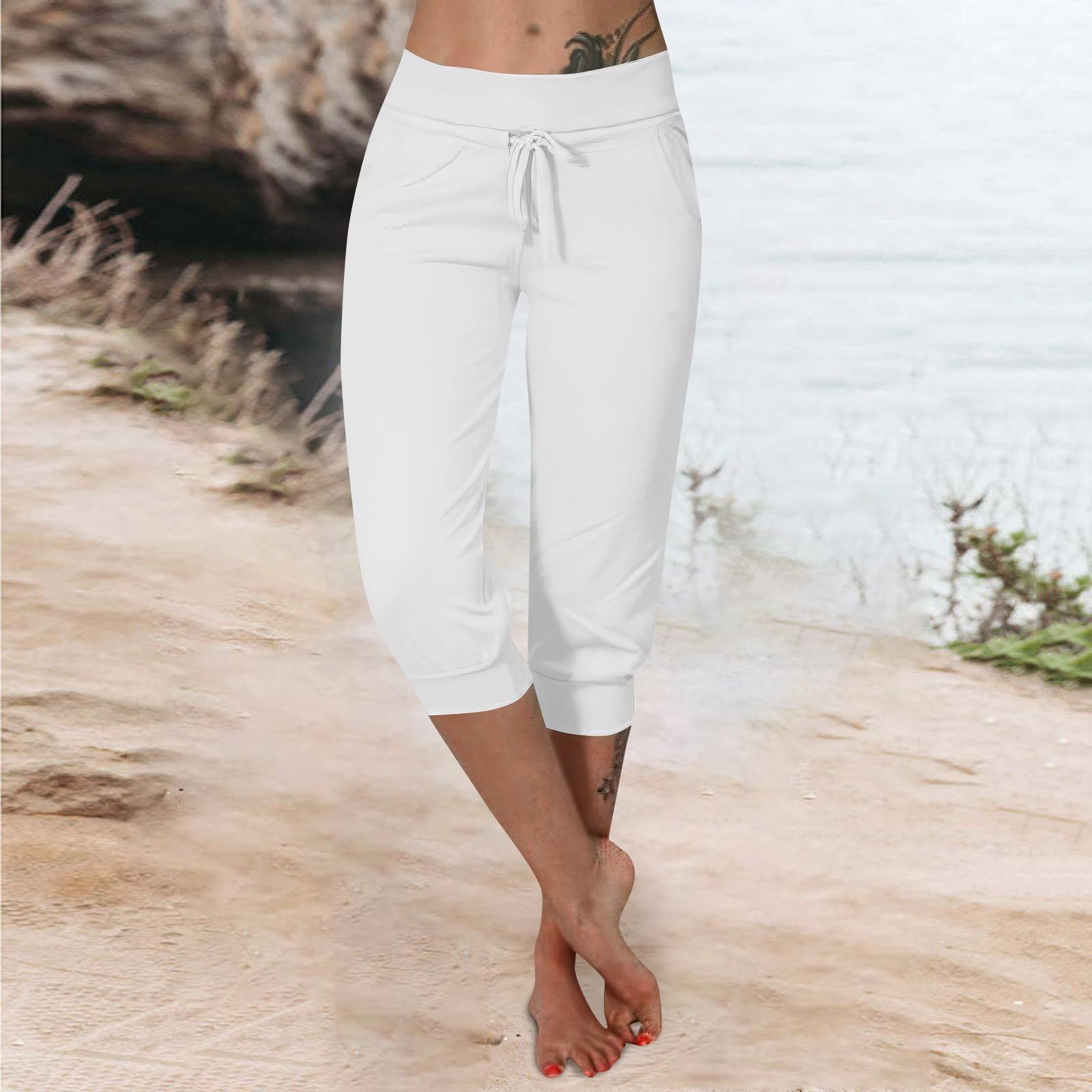 

Брюки для женщин, укороченные шорты для женщин, летние новые повседневные эластичные модные повседневные брюки M