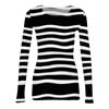 Women's Casual Fashion Round Neck Striped Print Long Sleeve Ribbed Top