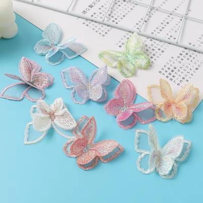 10PCS Double-layer Chiffon Butterfly Simulation Mesh Butterfly Patch  Garment Design Materials