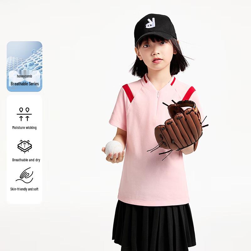 Annil Girls  Sporty Color-Block Polo T-Shirt 120cm