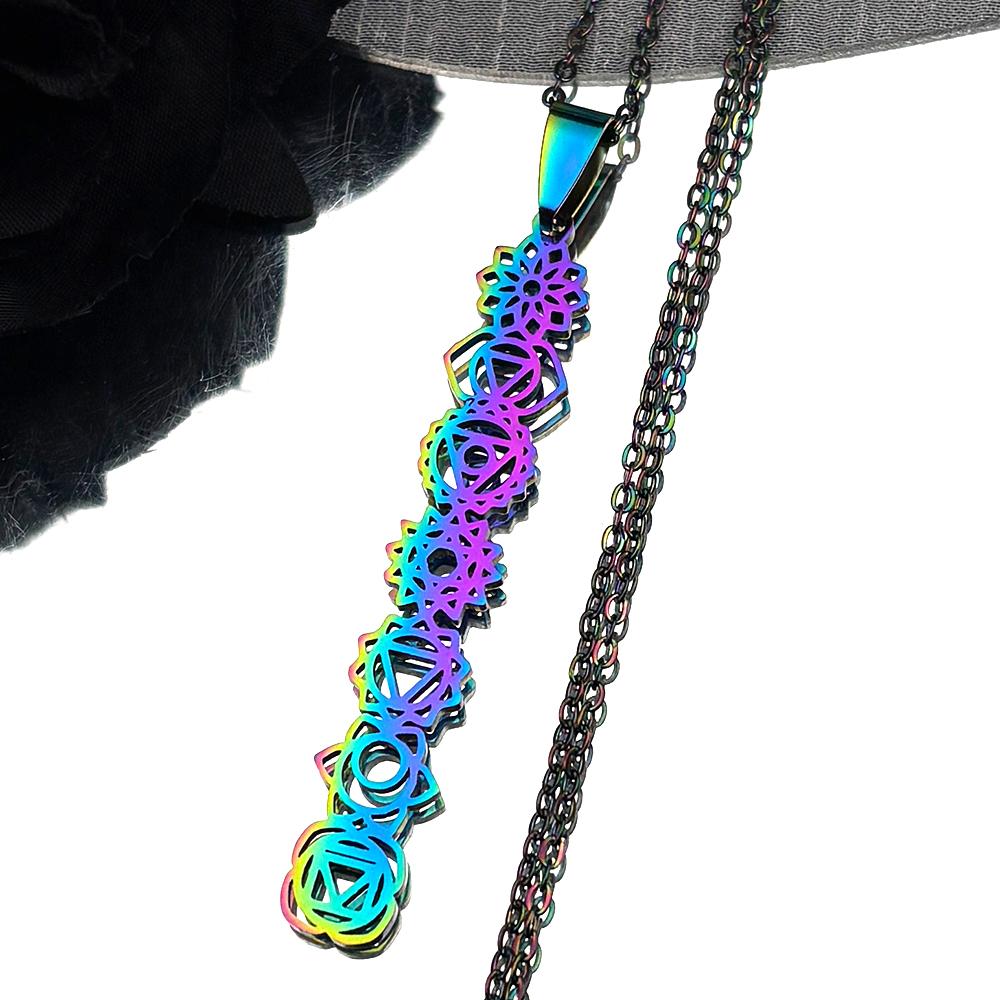 Yoga 7 Chakra Birth Flower Pendant Necklace for Women Girls Stainless Steel Gold Color Reiki Healing Amulet Jewelry Gift
