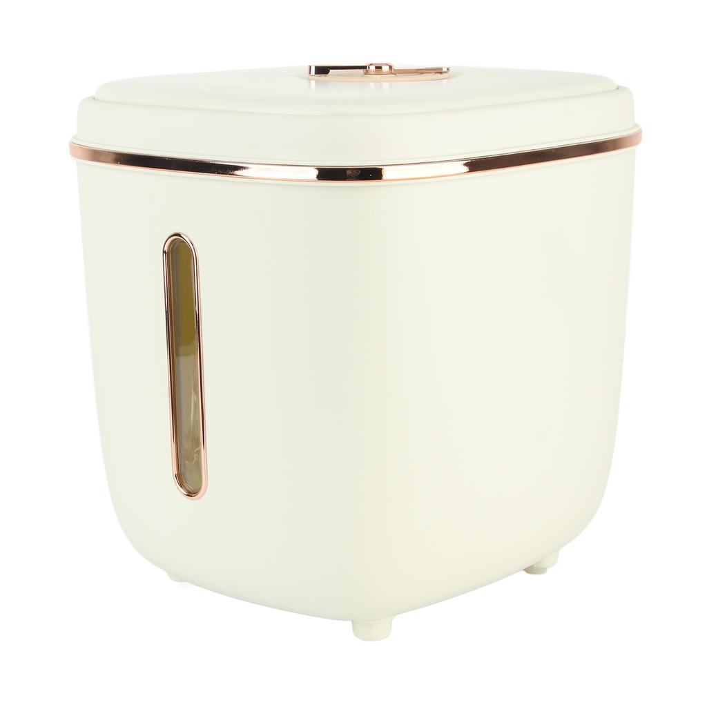 Rice Storage Container with Measuring Cylinder Large Capacity Sealed Press Type Rice Canister for Home Kitchen 24.3lb