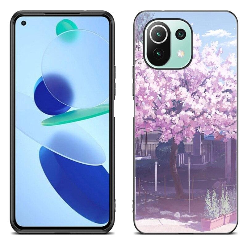 

Япония розовый Сакура аниме девушка черный чехол для Xiaomi Mi 11 Lite NE 11i 10T 11T Pro A2 A3 Lite POCO F3 M3 M4 C31 X3 Pro NFC GT Xiaomi POCO X3 NFC